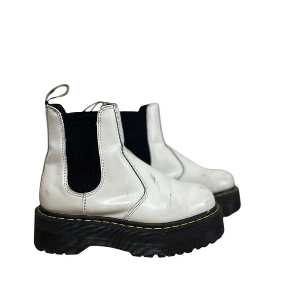 Dr. Martens Shoes - Dr Martens Chelsea 2976 Quad White Smooth Leather Platform Boots Women's Size 7